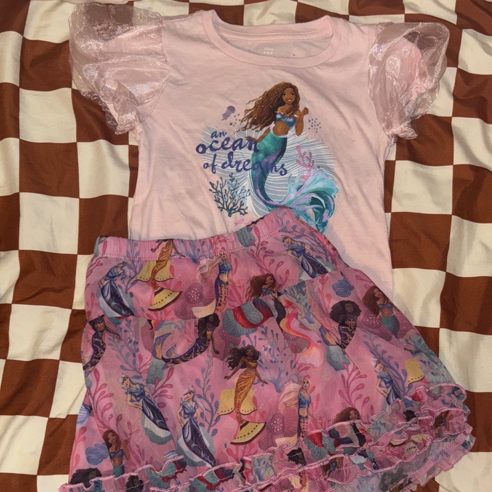 Pink Mermaid T-Shirt and Skirt Set